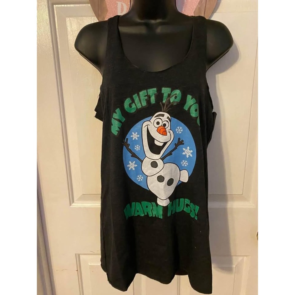 Disney Frozen Olaf Warm Hugs Graphic Tank Top Gray sz Large